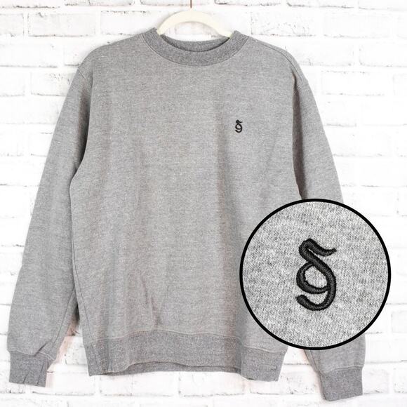 Spiritual Gangster Heather Gray Monogram Embroidered‎ Pullover Sweatshirt Small - Picture 1 of 9